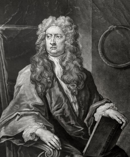 Isaac Newton (1642-1726). English physicist and mathematician. Engraving. Portrait.
