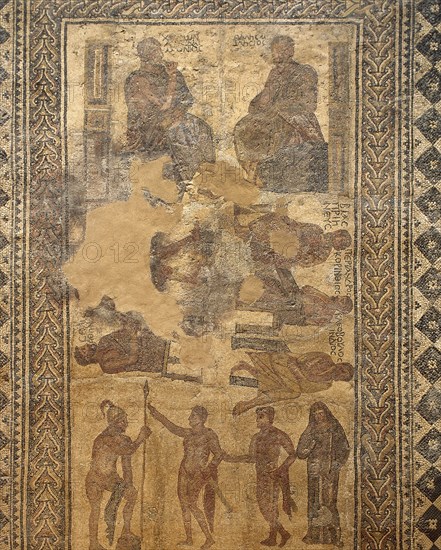 Roman mosaic of The Seven Sages. Villa of Las Tiendas. 4th C. Merida (Augusta Emerita). Spain.