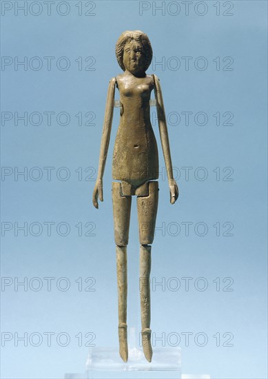 Roman doll. Articulated arms and legs. Ivory. From Necropolis of Ontur. Archaeological Museum of Albacete. Castille-La Mancha. Spain.