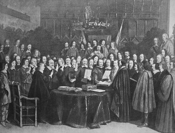 The swearing of the oath of ratification of the treaty of Münster in 1648