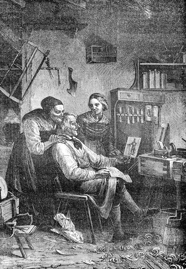 The woodcarver's family received a letter with a photograph of their son as a soldier / Die Familie des Holzschnitzer hat einen Brief mit einem Foto ihres Sohn als Soldat erhalten