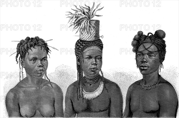 Women and men from the African tribe of the Niam-Niams