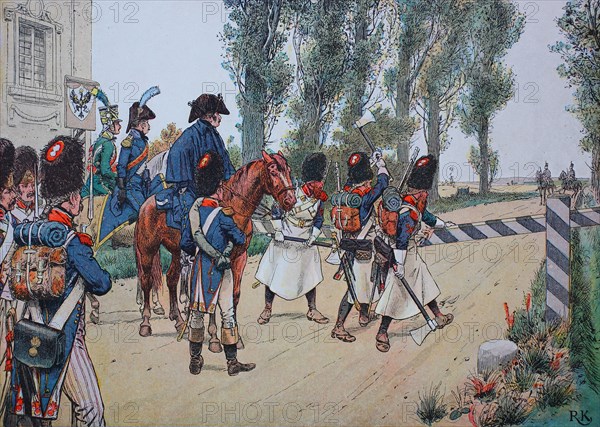 the troops of Napoleon I. in october 1805 under general Kellermann passed near sickershausen the prussian area  /  Die Truppen von Napoleon I. im Oktober 1805 unter General Kellermann passierten in der Nähe von Sickershausen das preußische Gebiet