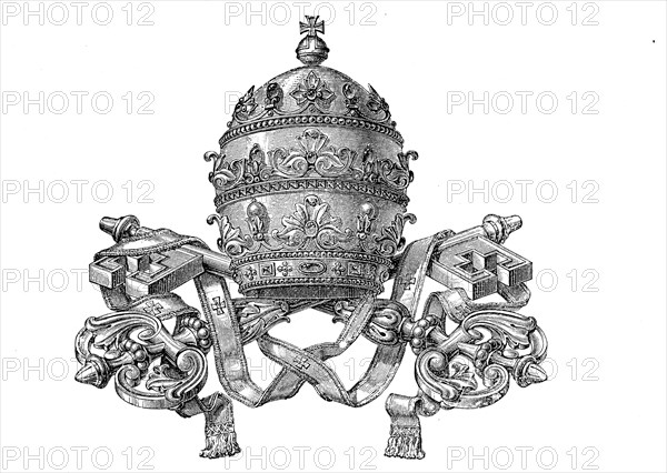 papal crown with key