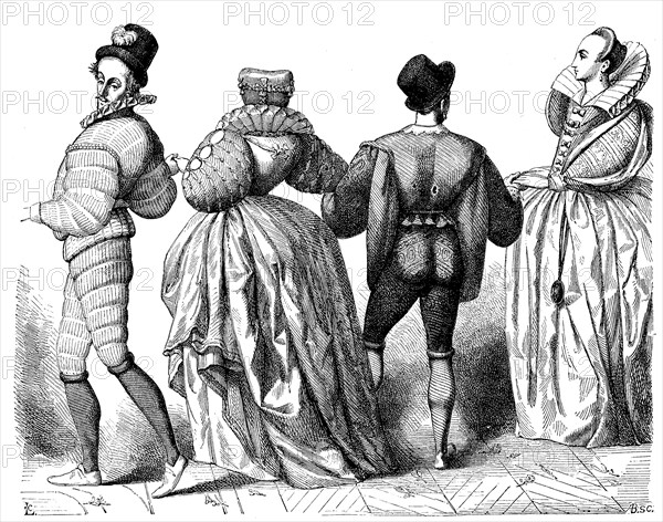 Fashion in France for Men and Women in ther year 1584