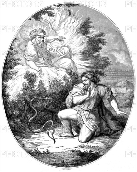 Moses and the burning bush an the snake / der Brennende Dornbusch und die Schlange