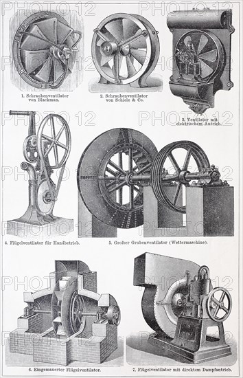 a sheet showing different fans