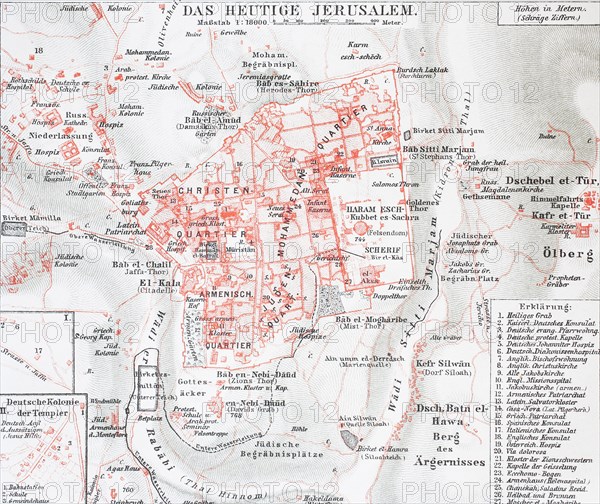 map of Jerusalem in the year 1888