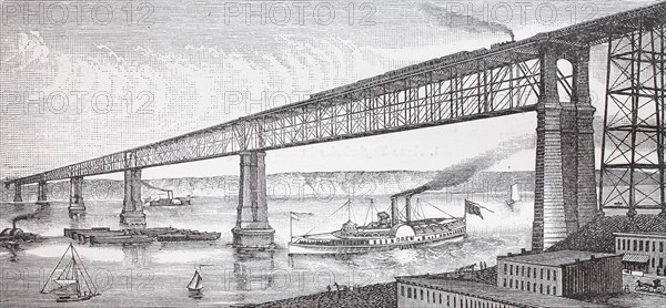 the bridge crossing river Hudson near Poughkeepsie