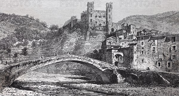 Brücke über die Nervia und Blick auf das Castello dei Doria