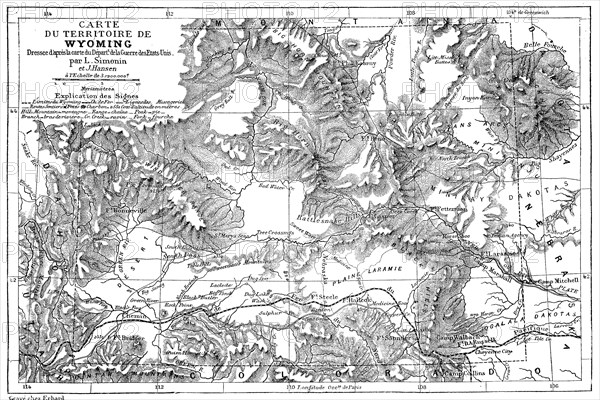 Landkarte des Bundesstaat Wyoming im Jahre 1882