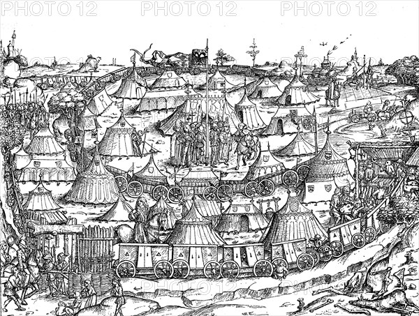 a camp fortified with a double wagon fortification in the 15th century