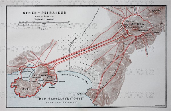 old map of Athens and Peiraieus