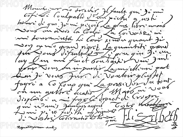 Letter from Queen Elizabeth of England to Henry IV.  /  Brief von Königin Elisabeth von England an Heinrich IV.