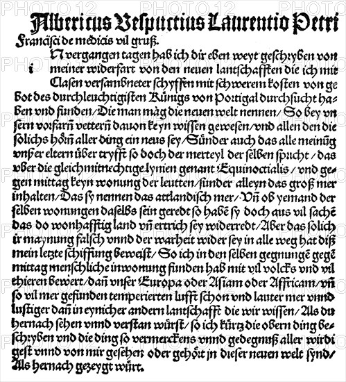 Detail of a letter from Amerigo Vespucci to Lorenzo Pierfrancesco de 'Medici  /  Detail eines Briefes des Amerigo Vespucci an Lorenzo Pierfrancesco de' Medici