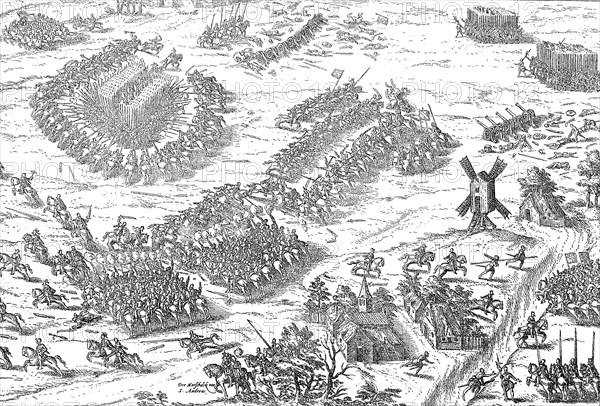 The Battle of Dreux was fought on 19 December 1562 between Catholics and Huguenots  /  Die Schlacht bei Dreux