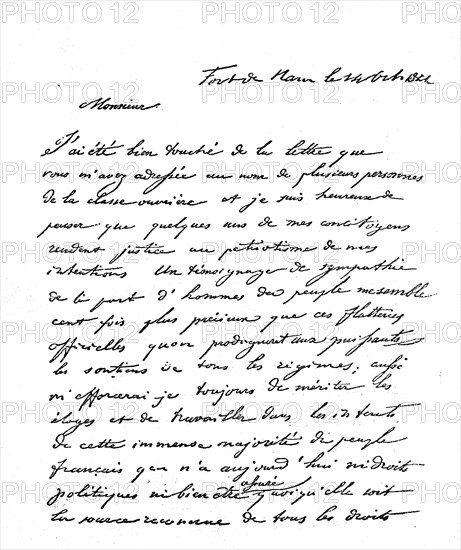 Personal letter from Prince Louis Napoleon Bonaparte of October 14