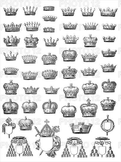 different crowns of rulers  /  verschiedene Kronen der Herrscher