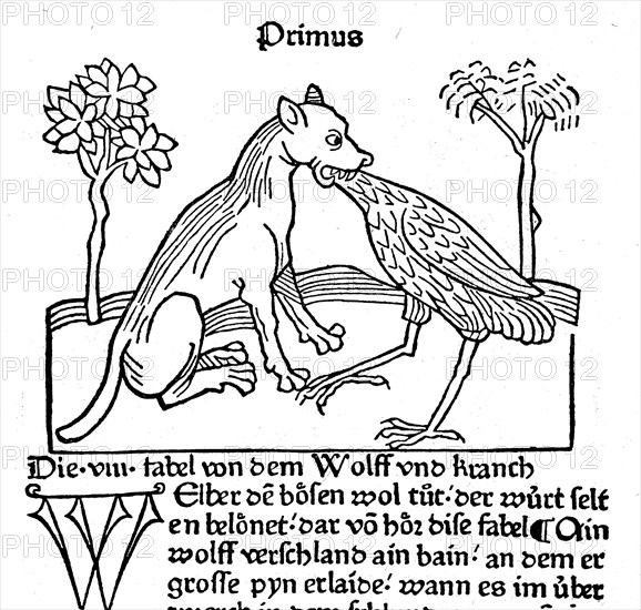 The fable of the Wolf and the Crane