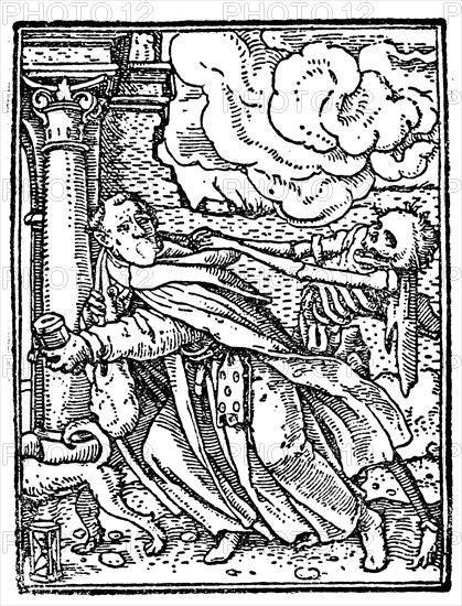 Death and the monk from Hans Holbein Dance of Death