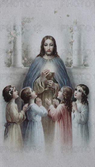 Jesus with the cup surrounded by children