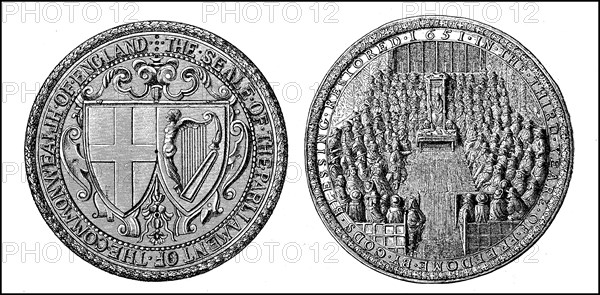 Seal of the Parliament of the English Republic and big state seal from England to establishment of the Republic