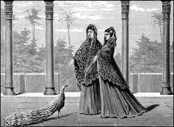 elegant women with peacock from Grenada