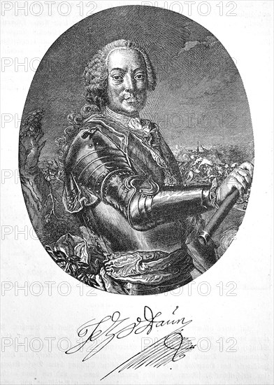 Leopold Joseph Graf of Daun, Prince of Teano (* September 24, 1705; † February 5, 1766) was an imperial and Austrian field marshal and commander in the Seven Years War  /  Leopold Joseph Graf von Daun, Fuerst von Teano (* 24. September 1705; † 5. Februar 1766) war ein kaiserlicher und oesterreichischer Feldmarschall und Feldherr im Siebenjaehrigen Krieg