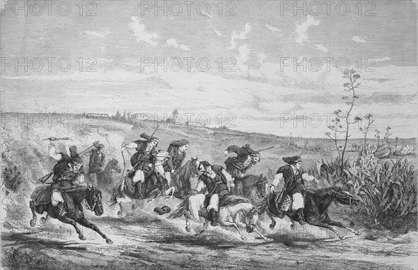 Sardinian farmers in the Heinweg from the market