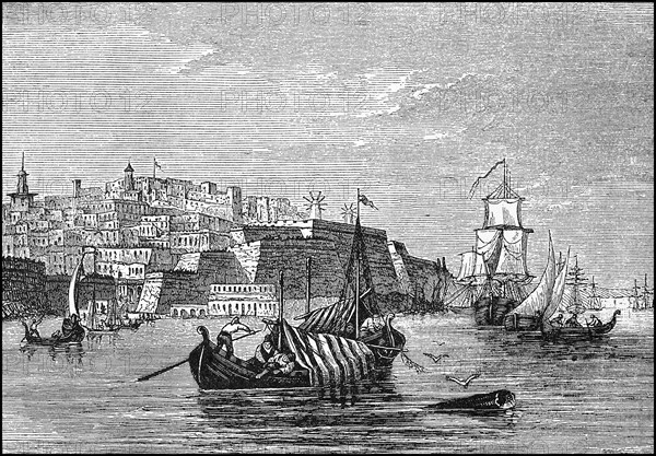 view of the island of Malta in the year 1800 / Ansicht von Malta im Jahre 1800