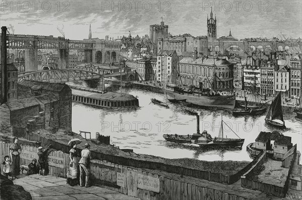 View of the city on the banks of the river Tyne