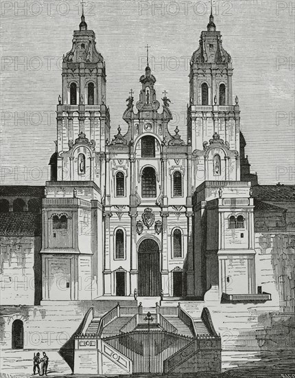 Spain, Galicia, Santiago de Compostela Cathedral, Illustration by F