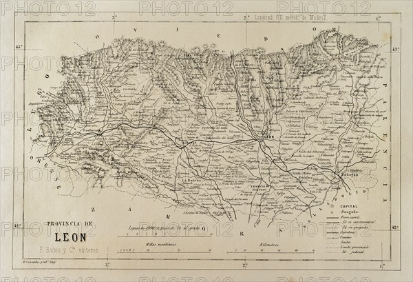 Spain, Map of the province of Leon