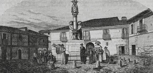 Spain, Leon, Market Fountain, dated in 1789