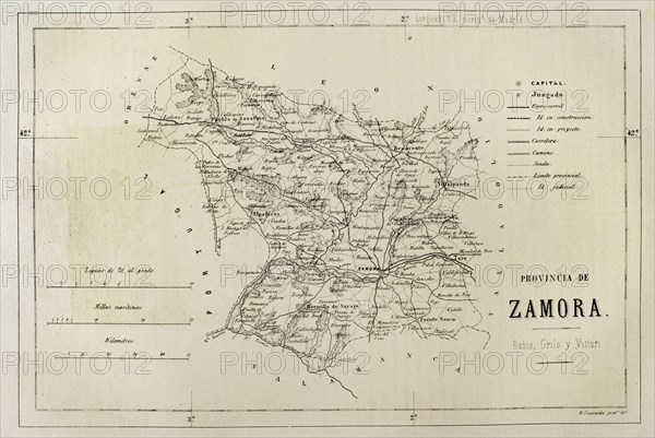 Spain, Map of the province of Zamora
