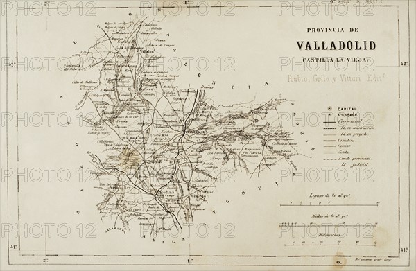 Spain, Map of the province of Valladolid