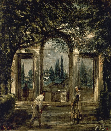Diego Rodriguez de Silva y Velazquez, View of the Gardens of the Villa Medici, Rome, with a Statue of Ariadne, ca