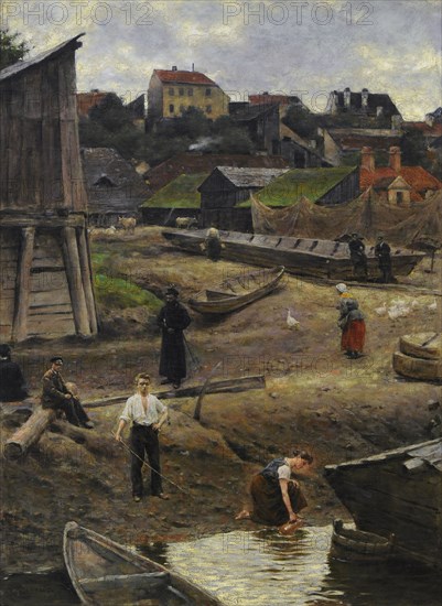 Aleksander Gierymski, Powisle, Riverbank of the Vistula in Warsaw, ca
