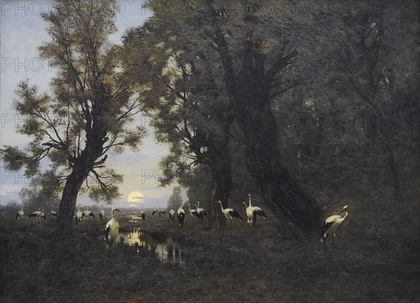 Wladyslaw Malecki, A Gathering of Storks, 1879