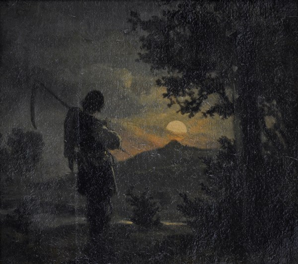 Haymaker, c. 1862. Painting by Aleksander Kotsis, 19th Century Polish Art Gallery
