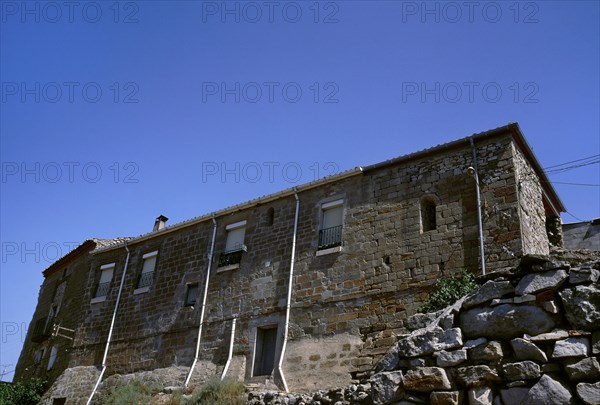 Facade of the palace-castle of the village, Spain, Claravalls,