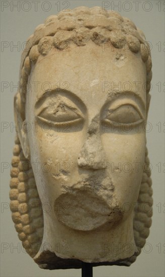 Head of a kouros found in Athens, in the Kerameikos, near Dipylon Gate, c