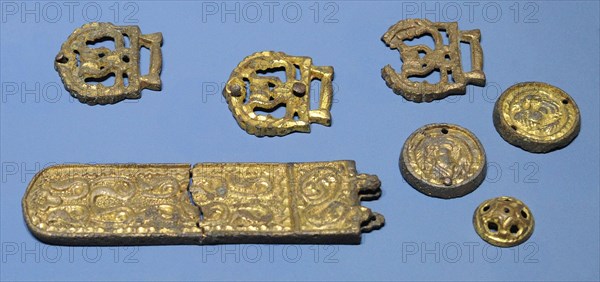 Late Avar gilded bronze belt set