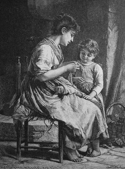 Woman doing needlework