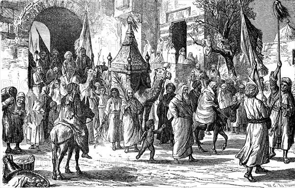 The return of a pilgrim caravan from Mecca
