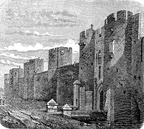 The fortress wall of Aigues Mortes in France in 1870  /  Die Festungsmauer von Aigues Mortes in Frankreich im Jahre 1870