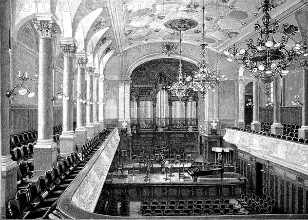 The large music hall in the conservatory of Leipzig