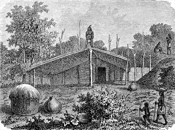 Dwelling of the Mojave Indians in North America in 1873  /  Wohnung der Mojave Indianer in Nordamerika im Jahre 1873