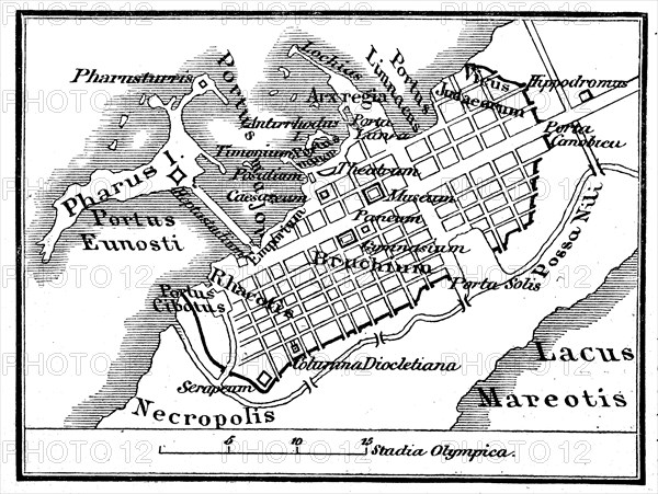 Map of Alexandria in Egypt in prehistoric times