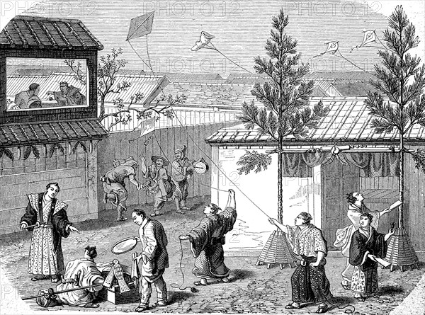 Customs at the New Year in Japan in 1860  /  Gebräuche beim Neujahrsfest in Japan im Jahre 1860